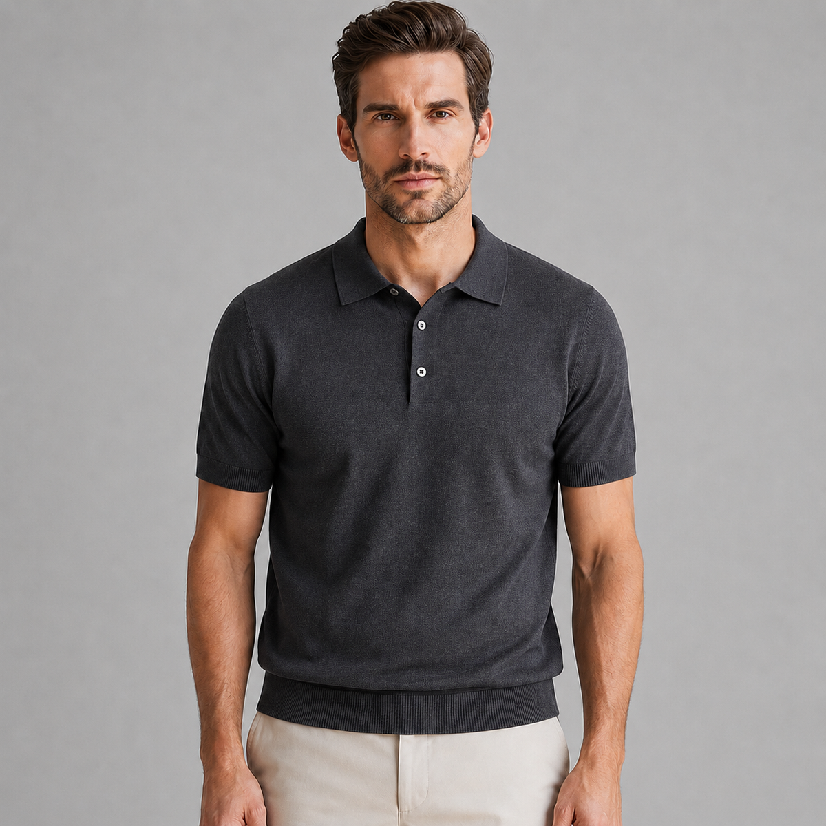 Men's Merino Knit Polo Shirt Relaxed Fit