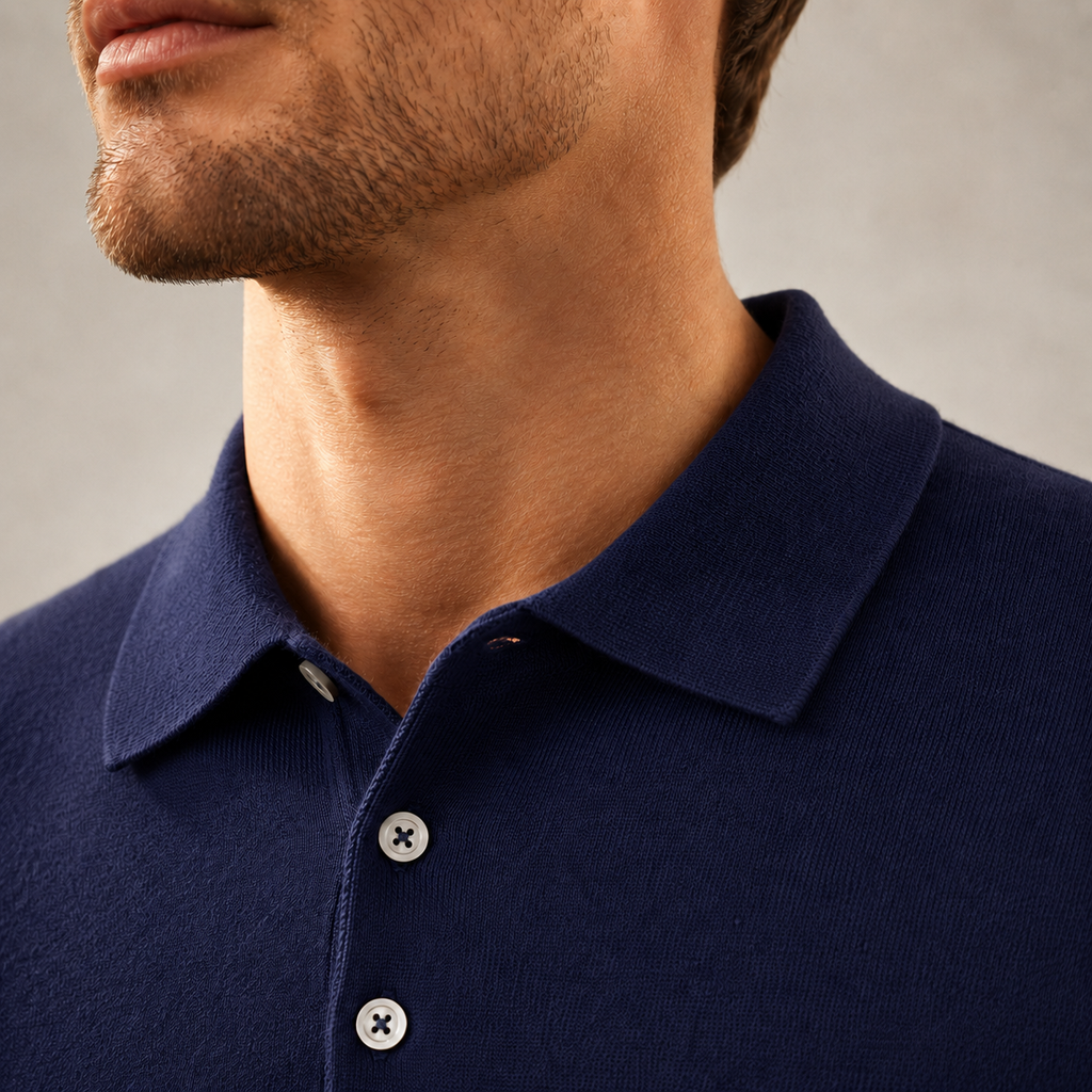 Men's Merino Knit Polo Shirt Relaxed Fit