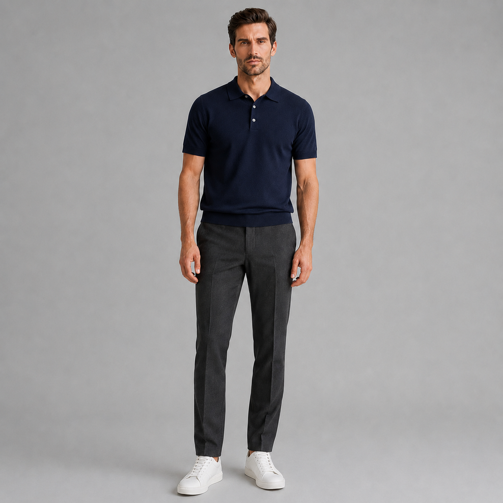 Men's Merino Knit Polo Shirt Relaxed Fit