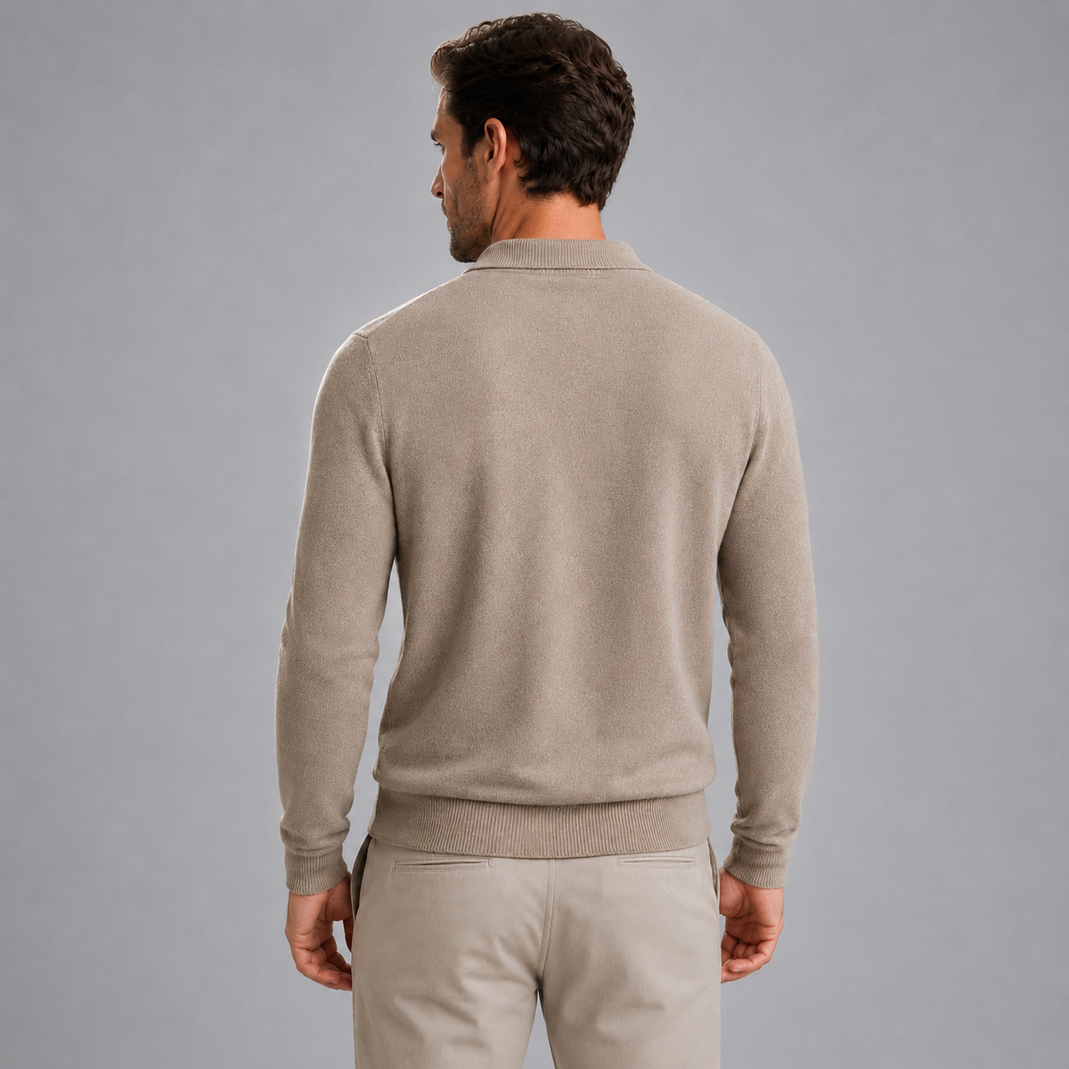 Men's Pure Wool Polo Neck Knitted Pullover
