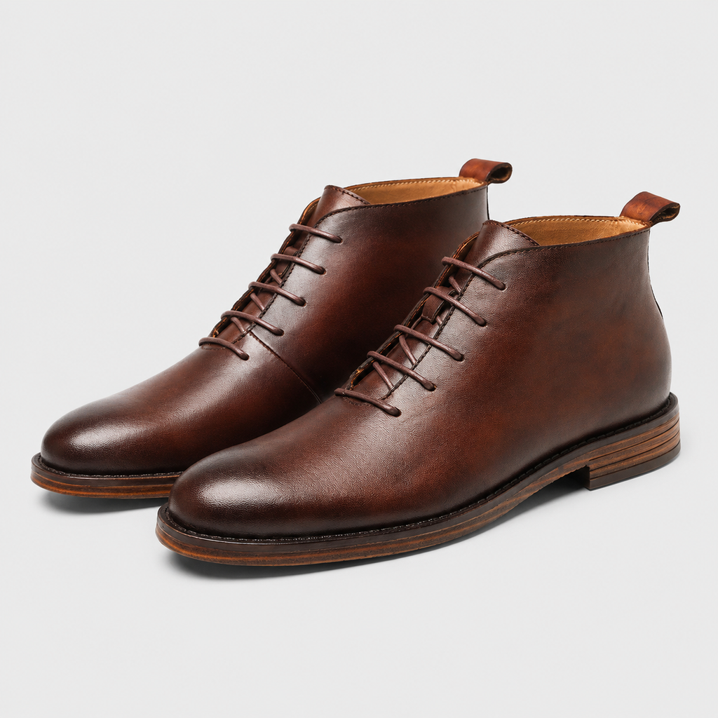 Men's Leather Lace-Up Ankle Boots Smart Fit