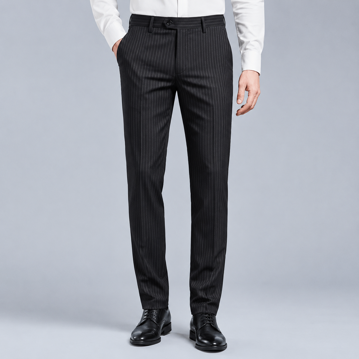 Men's Slim Fit Striped Smart Suit Trousers