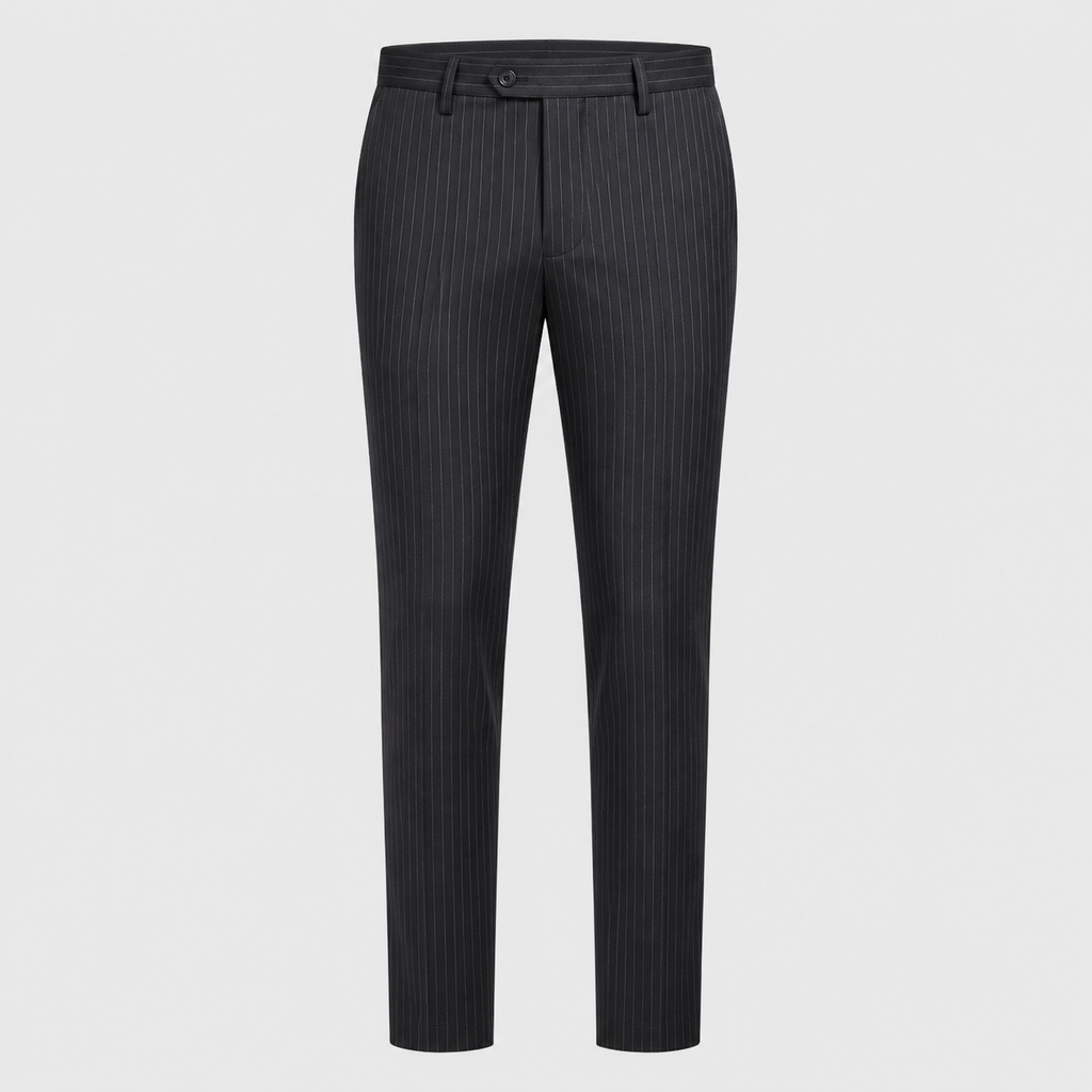 Men's Slim Fit Striped Smart Suit Trousers