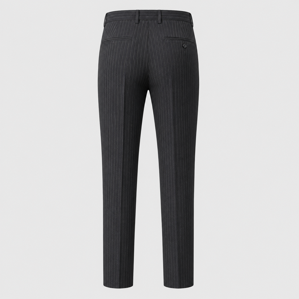 Men's Slim Fit Striped Smart Suit Trousers