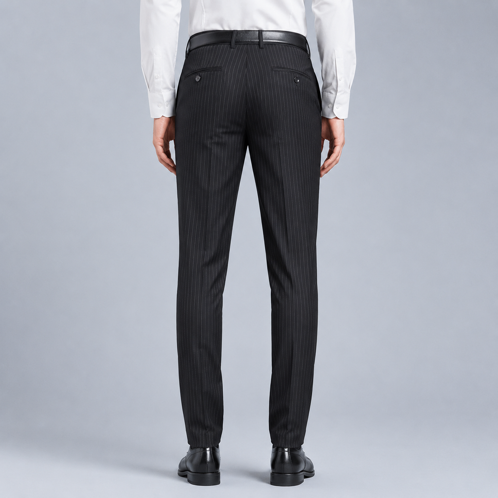 Men's Slim Fit Striped Smart Suit Trousers