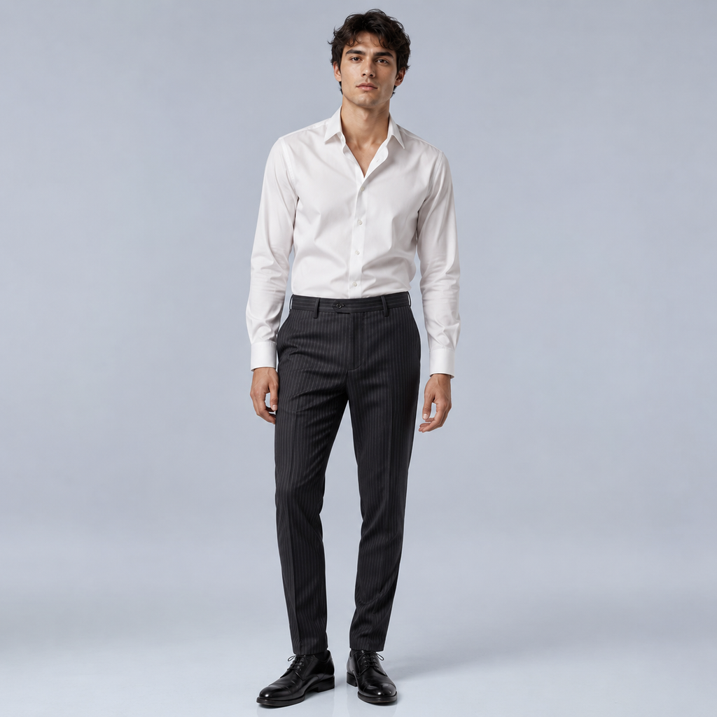 Men's Slim Fit Striped Smart Suit Trousers