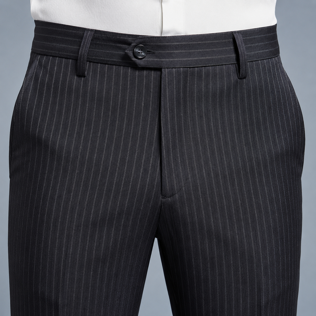Men's Slim Fit Striped Smart Suit Trousers