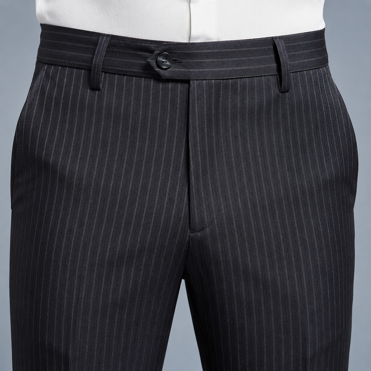 Men's Slim Fit Striped Smart Suit Trousers