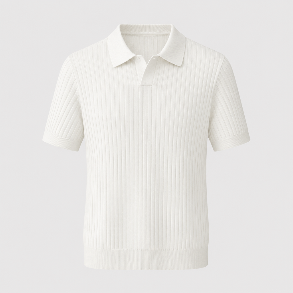 Men's Summer Knit Polo Shirt Fit Sleeve