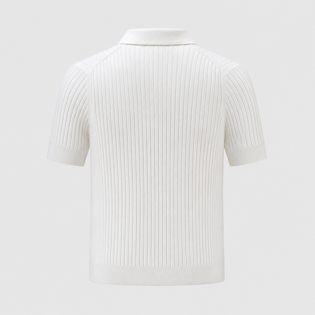 Men's Summer Knit Polo Shirt Fit Sleeve