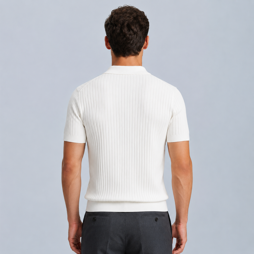 Men's Summer Knit Polo Shirt Fit Sleeve