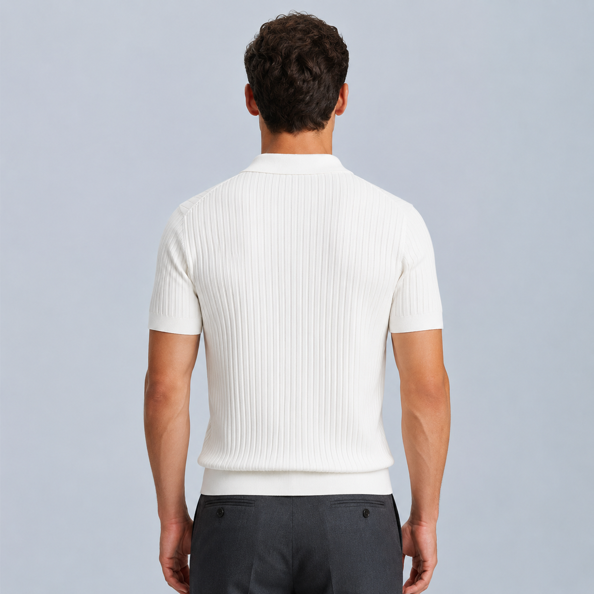 Men's Summer Knit Polo Shirt Fit Sleeve