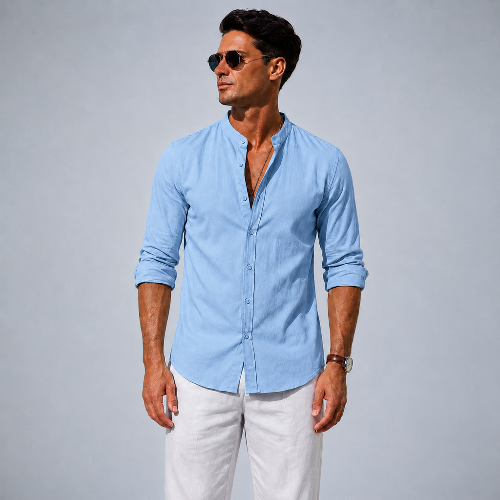 Men's Cotton Button-Down Long Sleeve Shirt