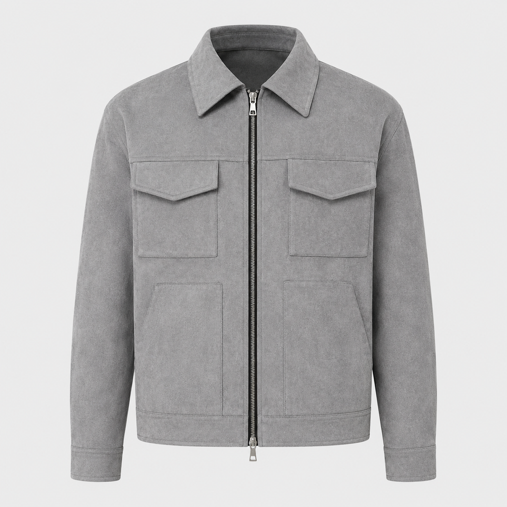 Men's Oversized Suede Zip Jacket