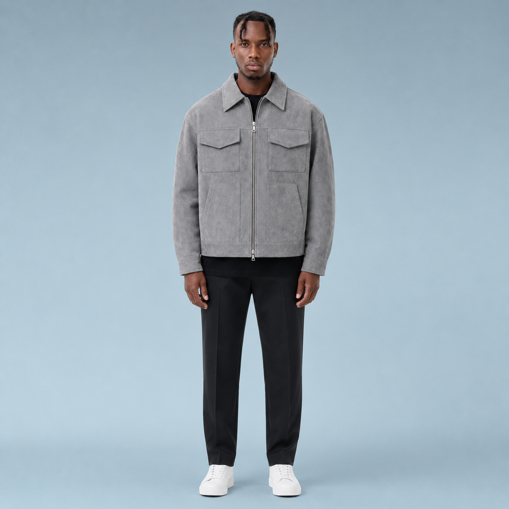 Men's Oversized Suede Zip Jacket