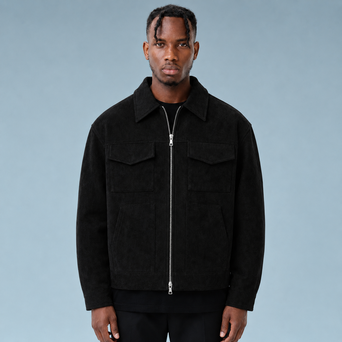 Men's Oversized Suede Zip Jacket