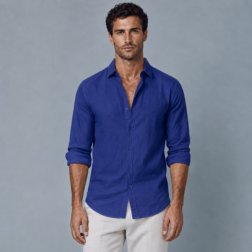 Men's Cotton Linen Long Sleeve Relaxed Shirt