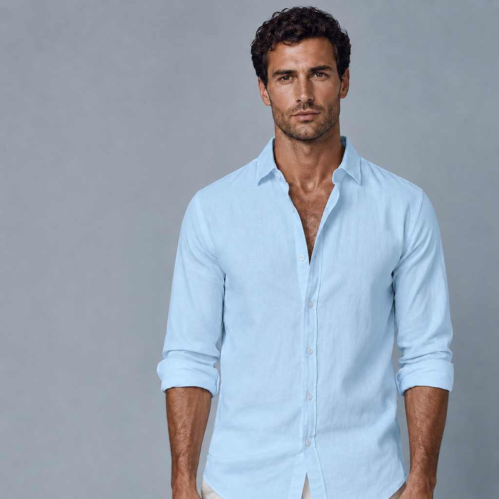 Men's Cotton Linen Long Sleeve Relaxed Shirt