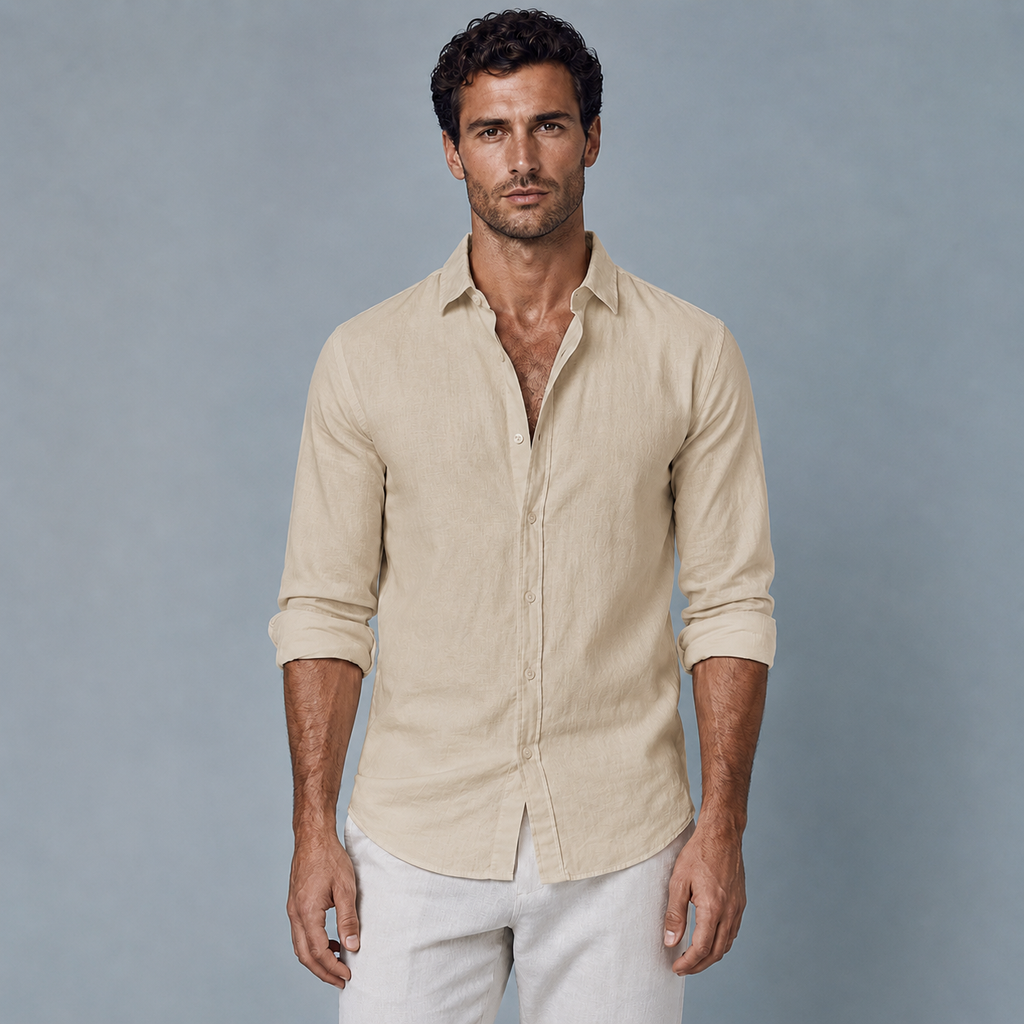 Men's Cotton Linen Long Sleeve Relaxed Shirt