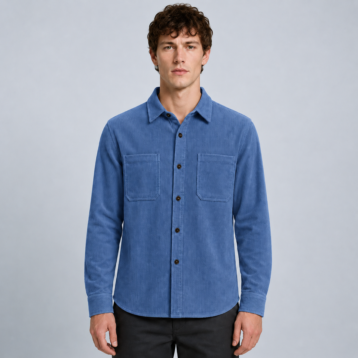 Men's Slim Fit Corduroy Button-Down Shirt