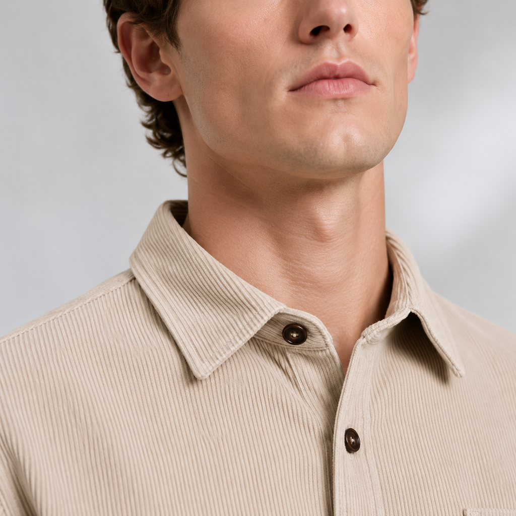 Men's Slim Fit Corduroy Button-Down Shirt
