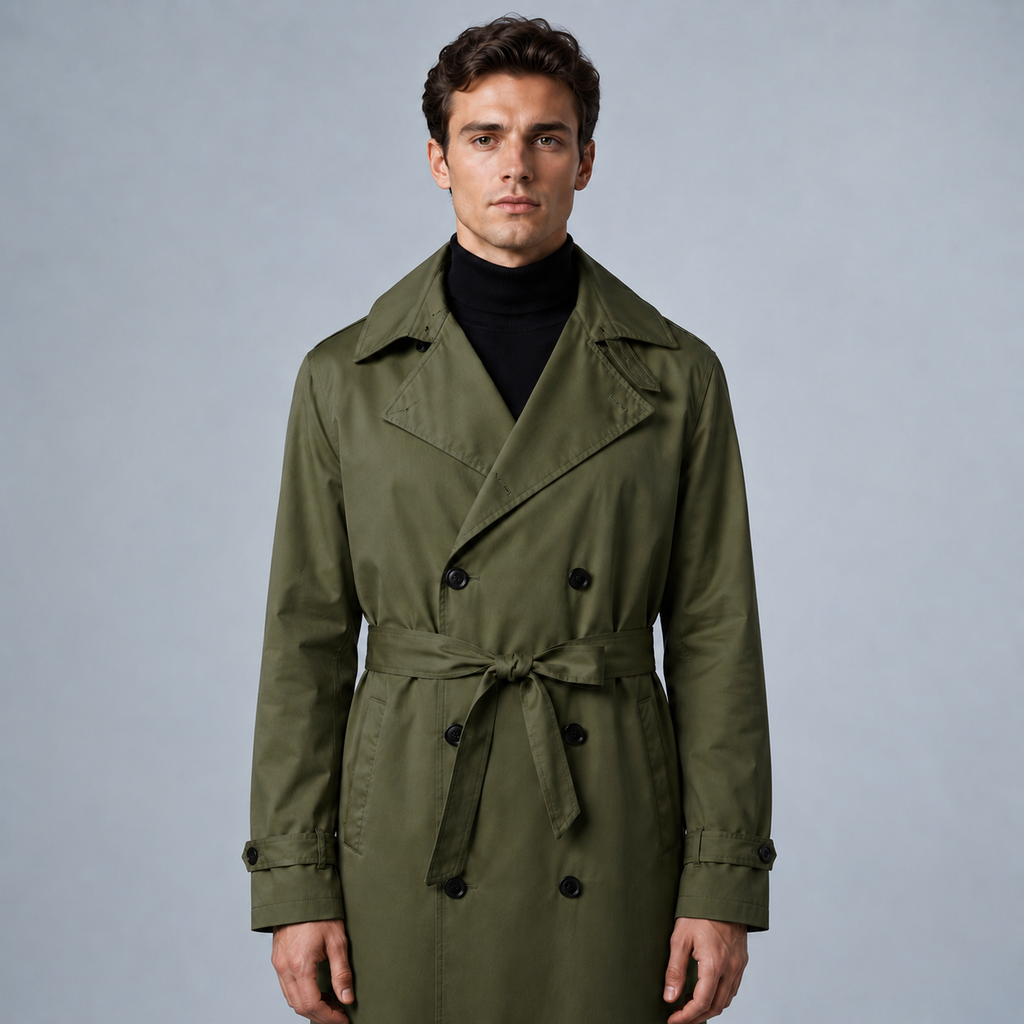 Men's Longline Trench Coat British Style