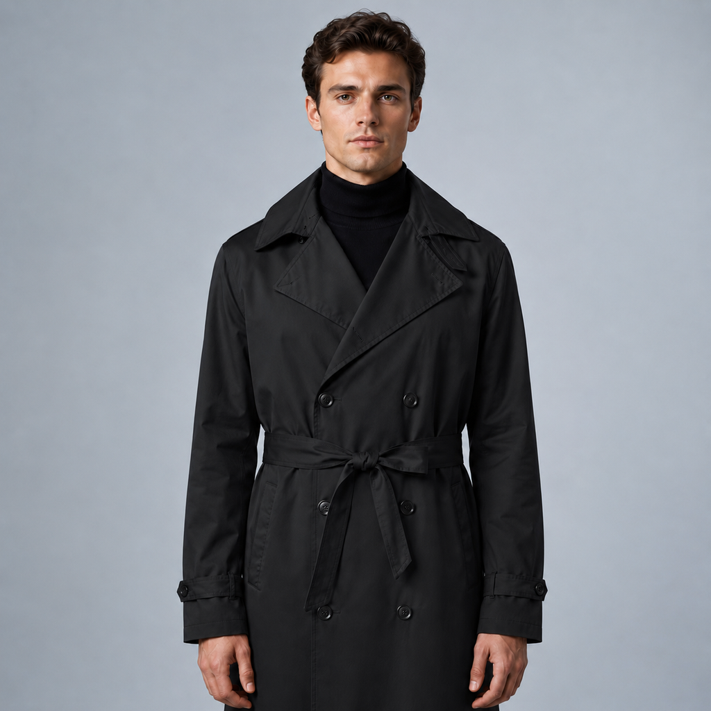 Men's Longline Trench Coat British Style