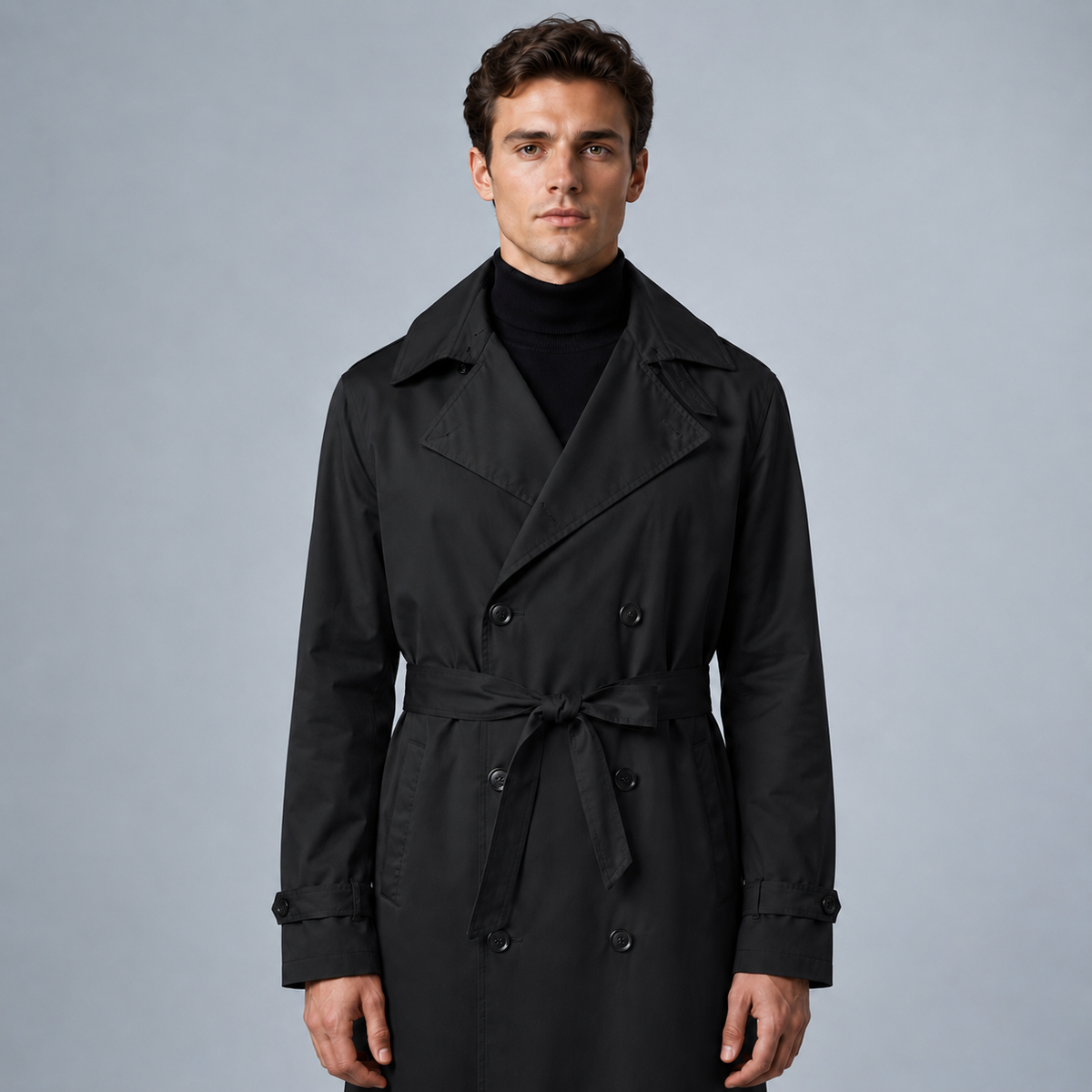 Men's Longline Trench Coat British Style
