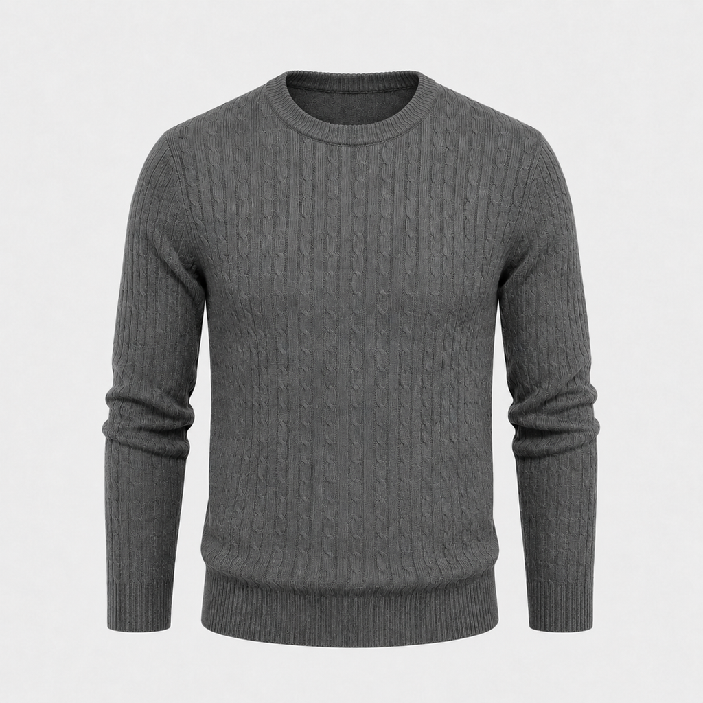 Men's Cable Knit Crew Neck Pullover Jumper