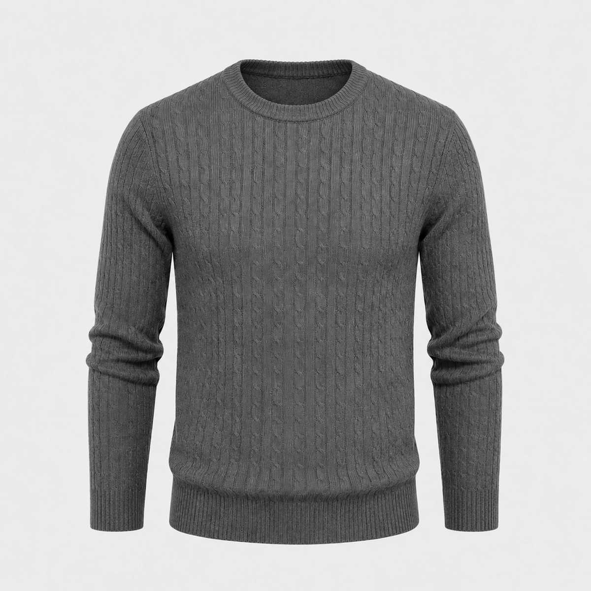 Men's Cable Knit Crew Neck Pullover Jumper