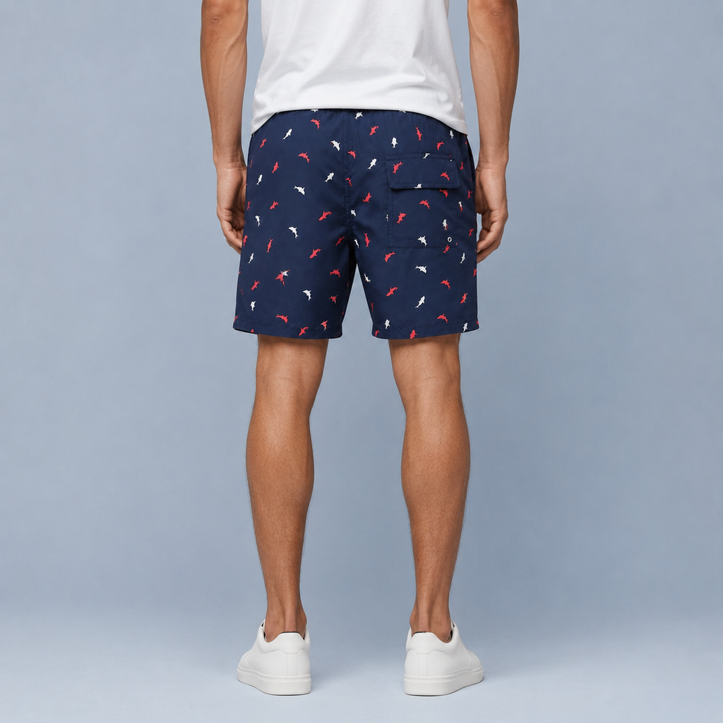 Men's Colored Sharks Quick-Dry Swim Shorts