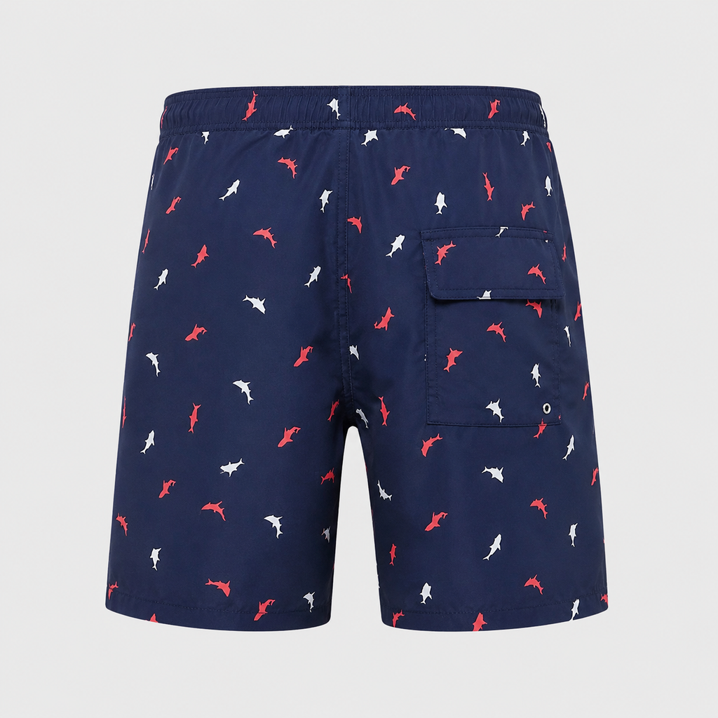Men's Colored Sharks Quick-Dry Swim Shorts