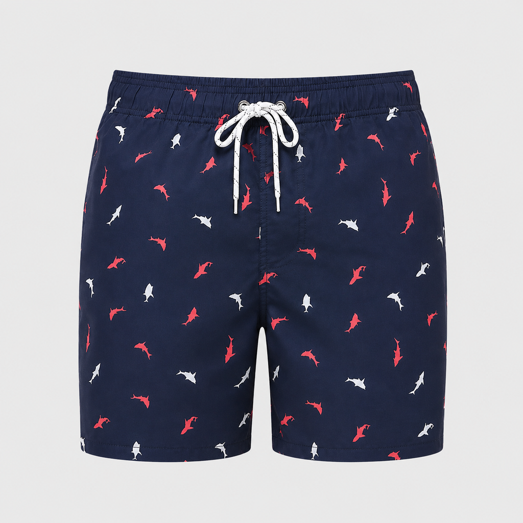 Men's Colored Sharks Quick-Dry Swim Shorts