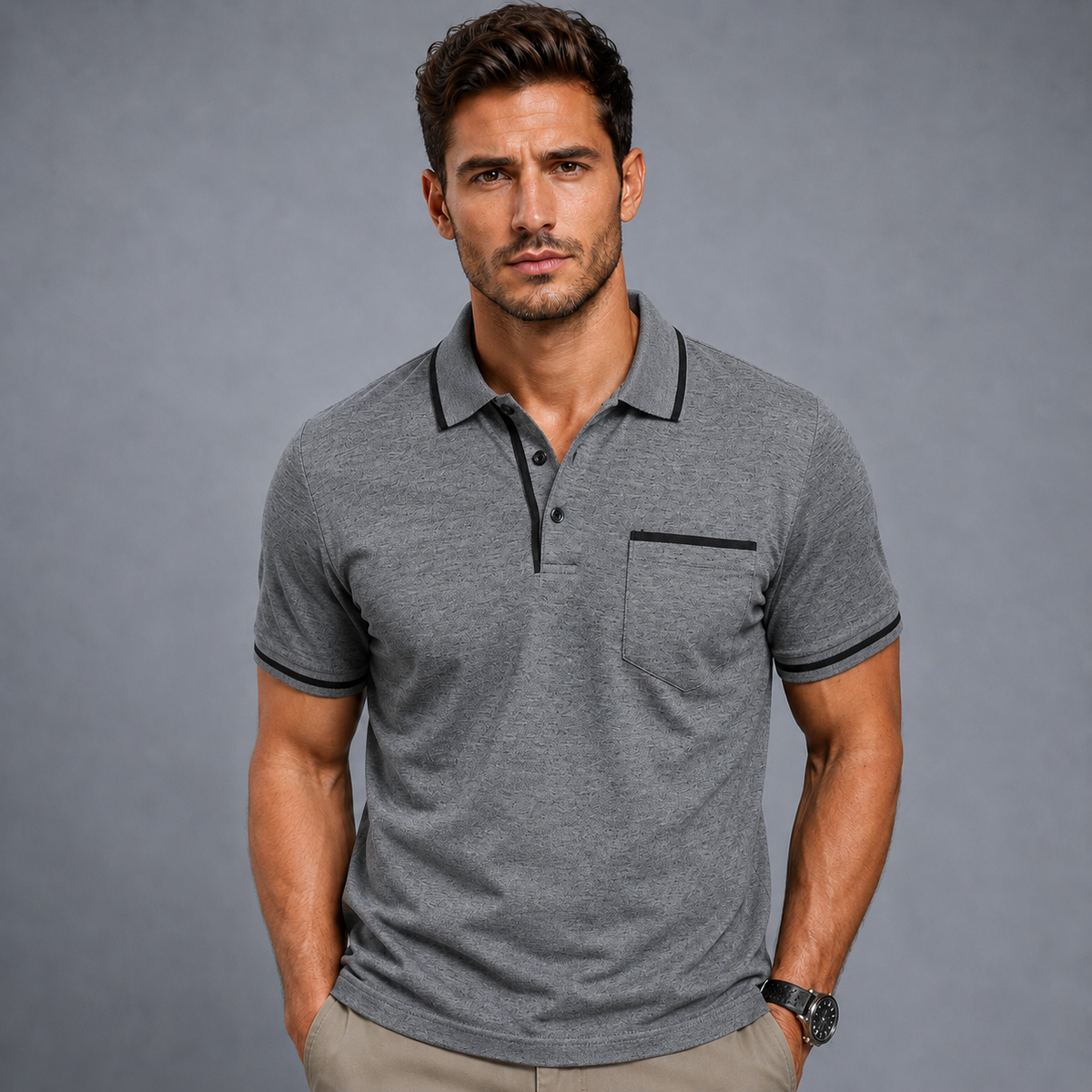 Men's Lightweight Loose Button-Down Polo Shirt