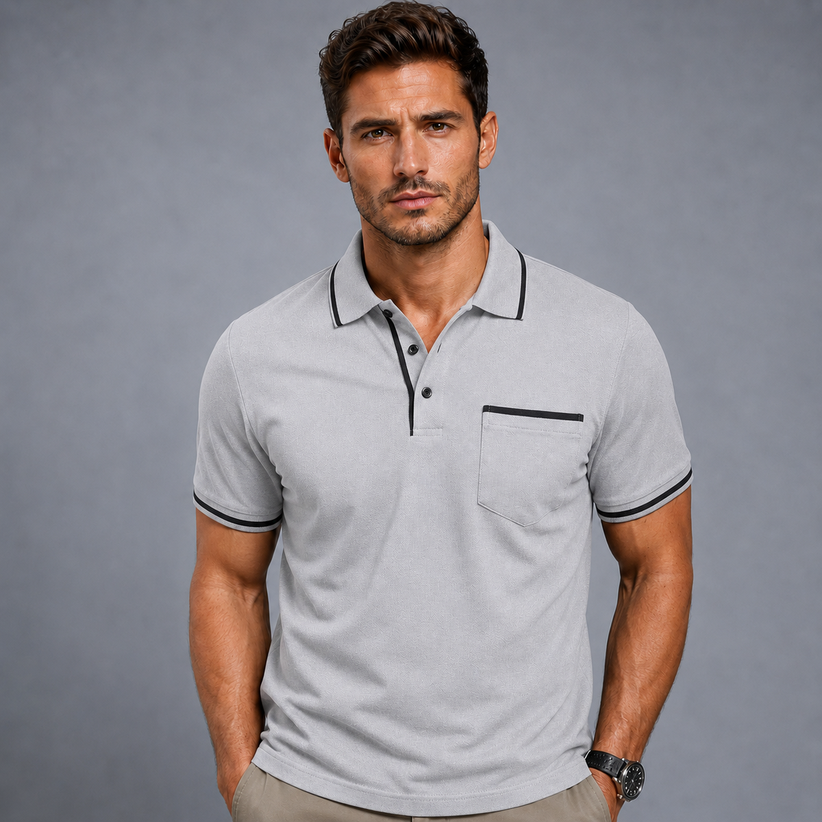 Men's Lightweight Loose Button-Down Polo Shirt