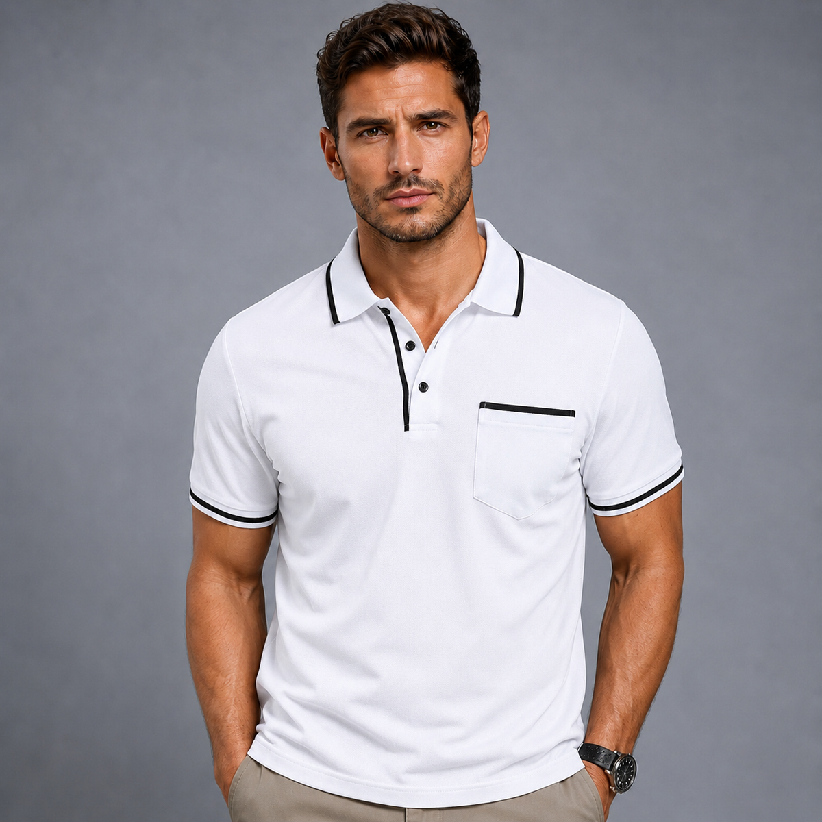 Men's Lightweight Loose Button-Down Polo Shirt