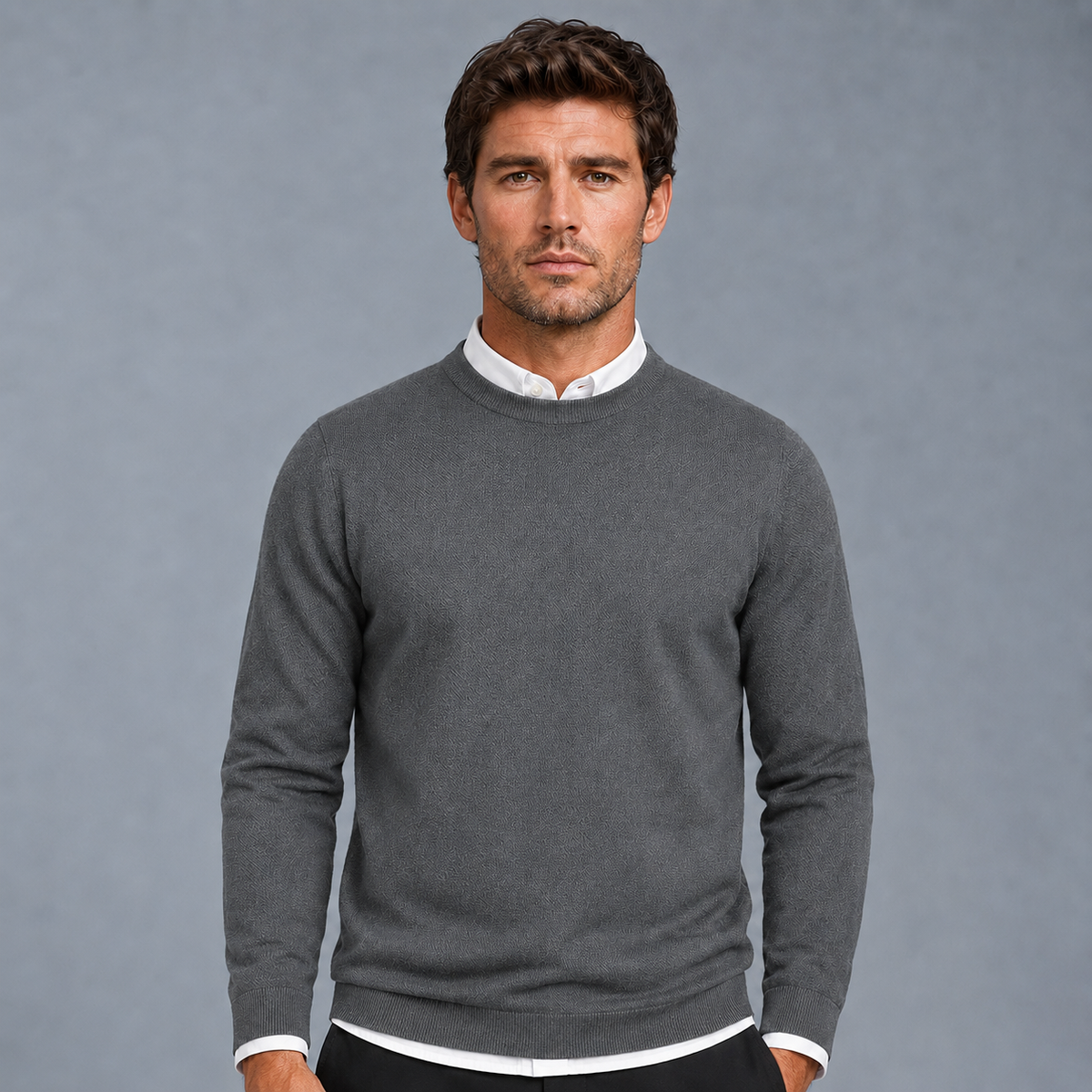 Men's Crew Neck Oversized Knit Pullover Jumper