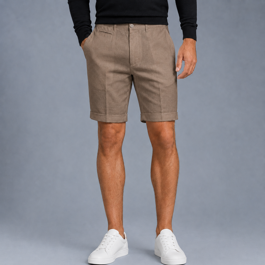 Men's Linen Straight Fit Knee Length Shorts