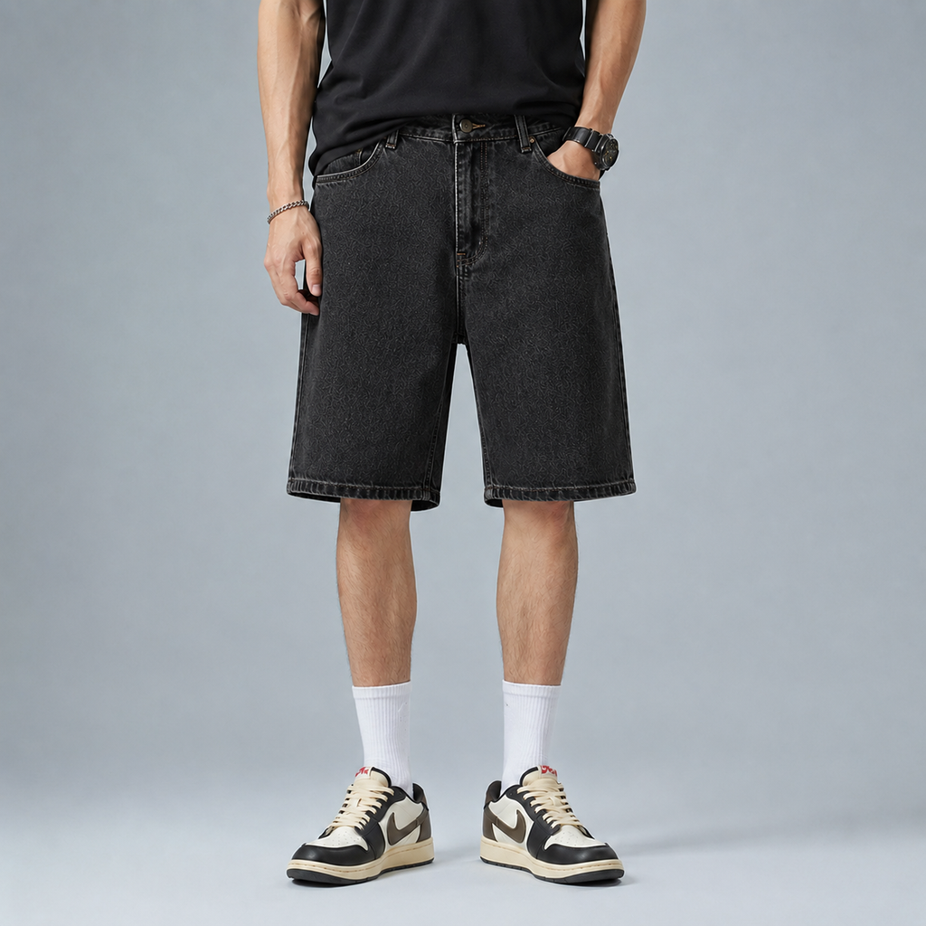 Men's Straight Stretch Denim Knee Length Shorts