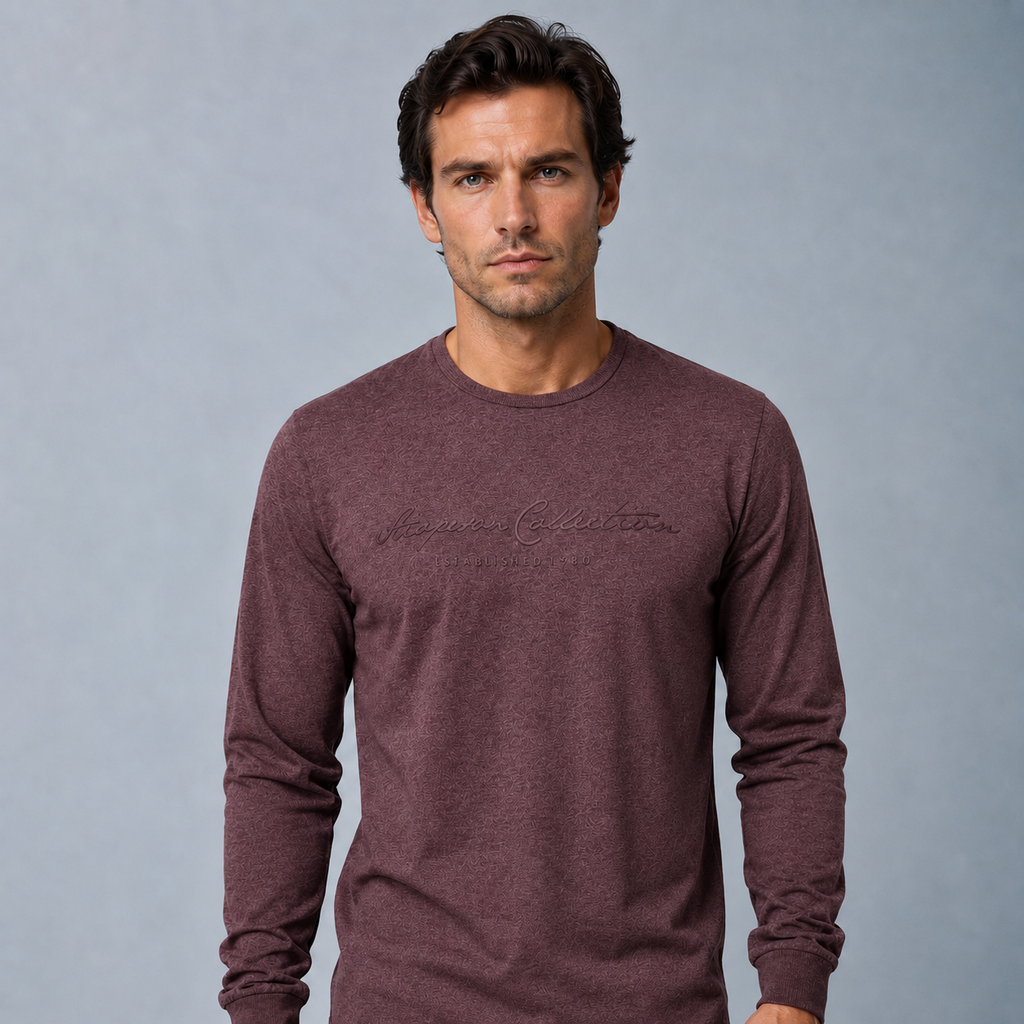 Men's 100% Cotton Letter Print Long Sleeve Tee