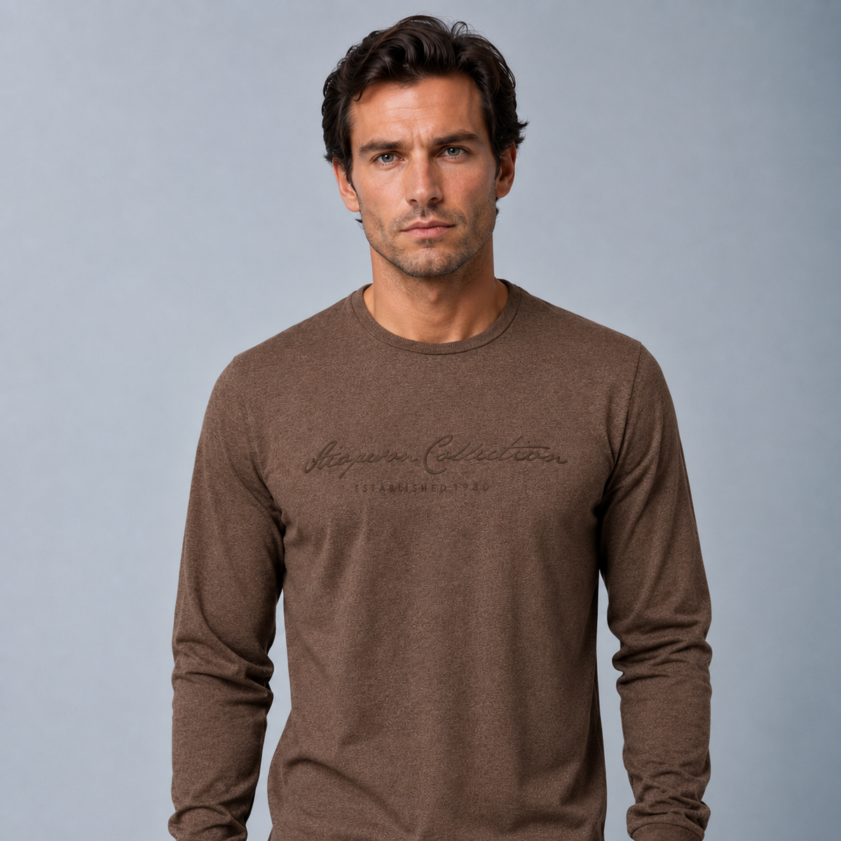 Men's 100% Cotton Letter Print Long Sleeve Tee