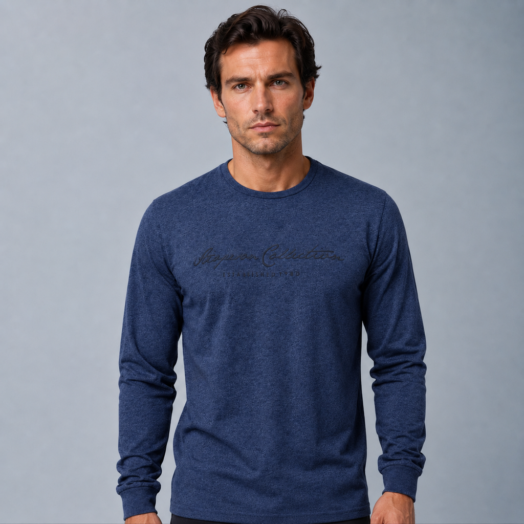Men's 100% Cotton Letter Print Long Sleeve Tee