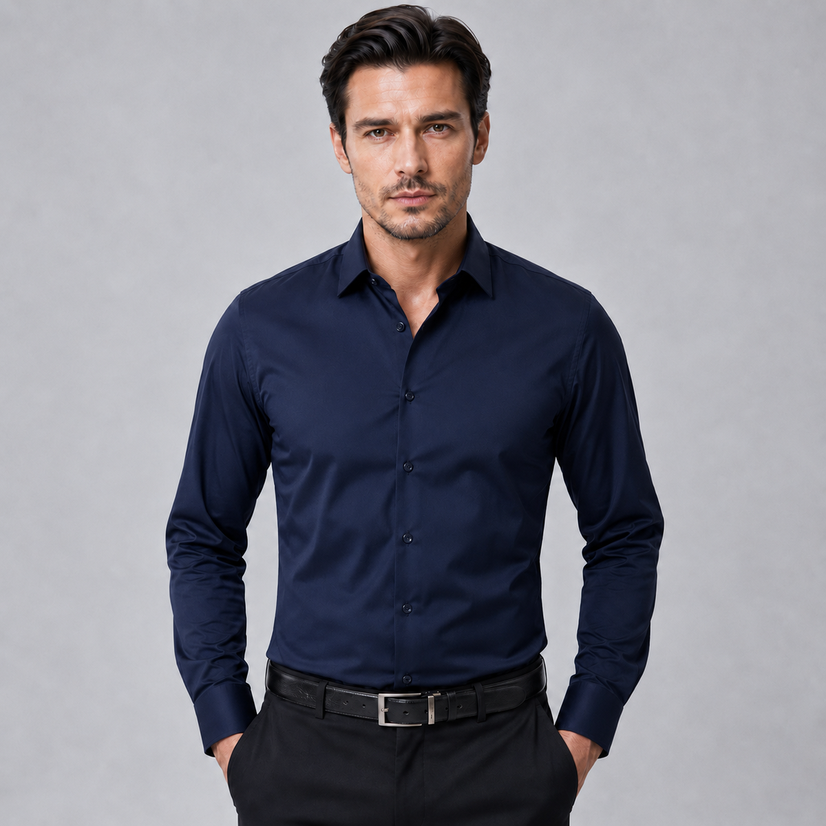 Men's Wrinkle-Free Stretch Formal Dress Shirt