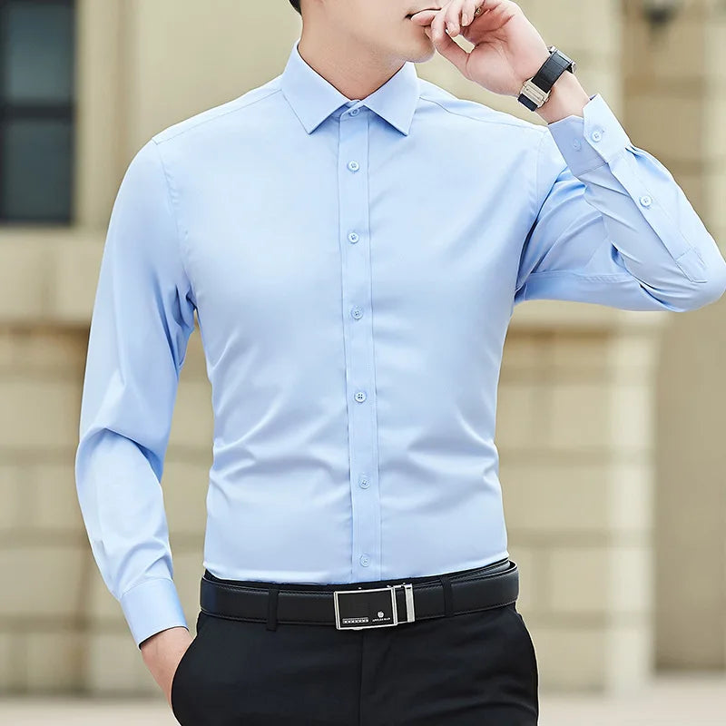 Men's Slim Fit Long Sleeve White Shirt