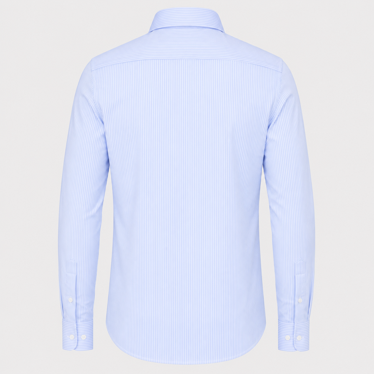 Men's 100% Cotton Blue Striped Regular Fit Dress Shirt Black Canvas