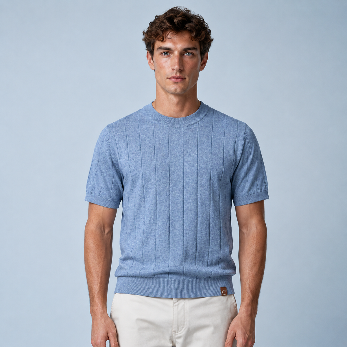 Men's 100% Cotton Striped Crew Neck T-Shirt Black Canvas