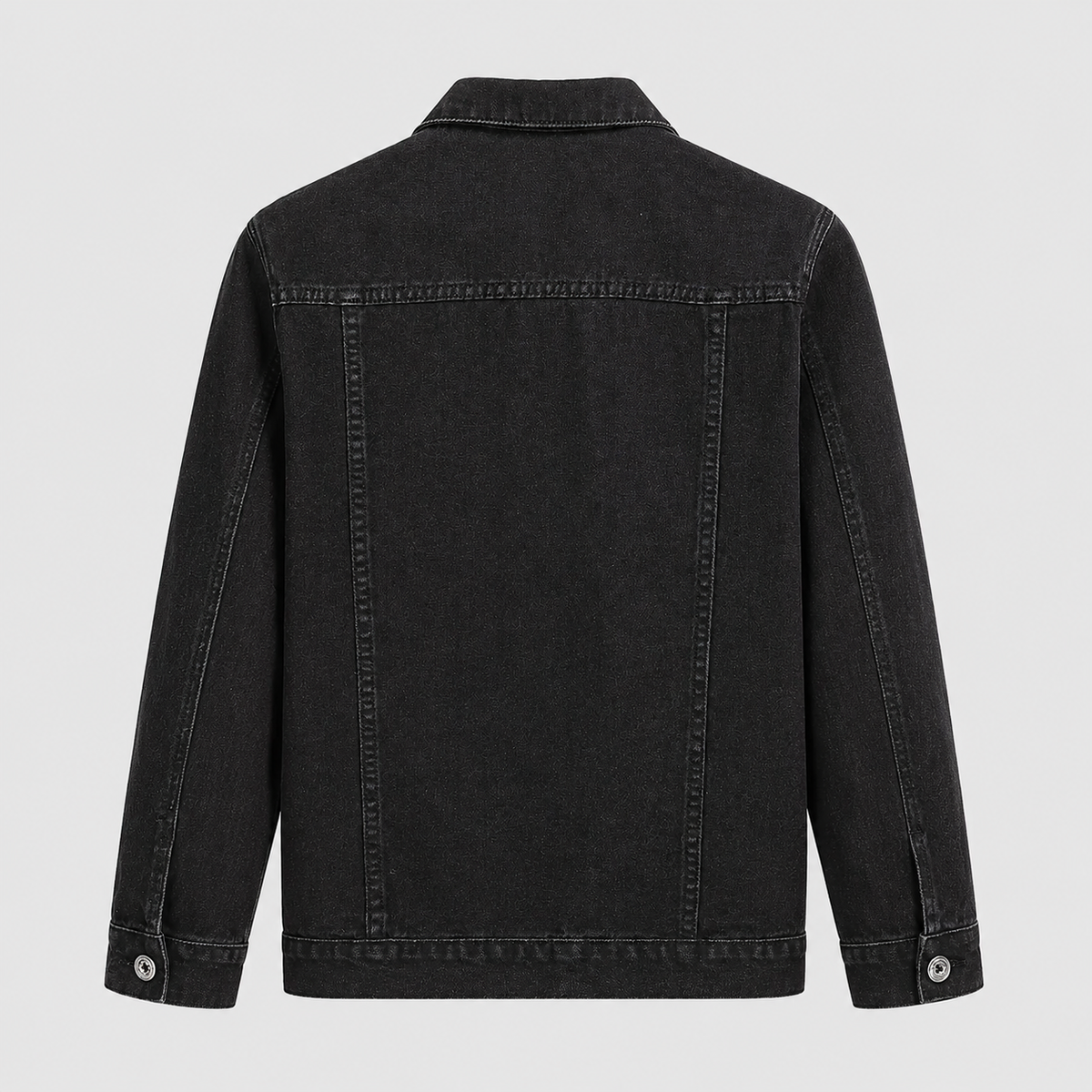 Men's Black Collar Denim Jacket Black Canvas