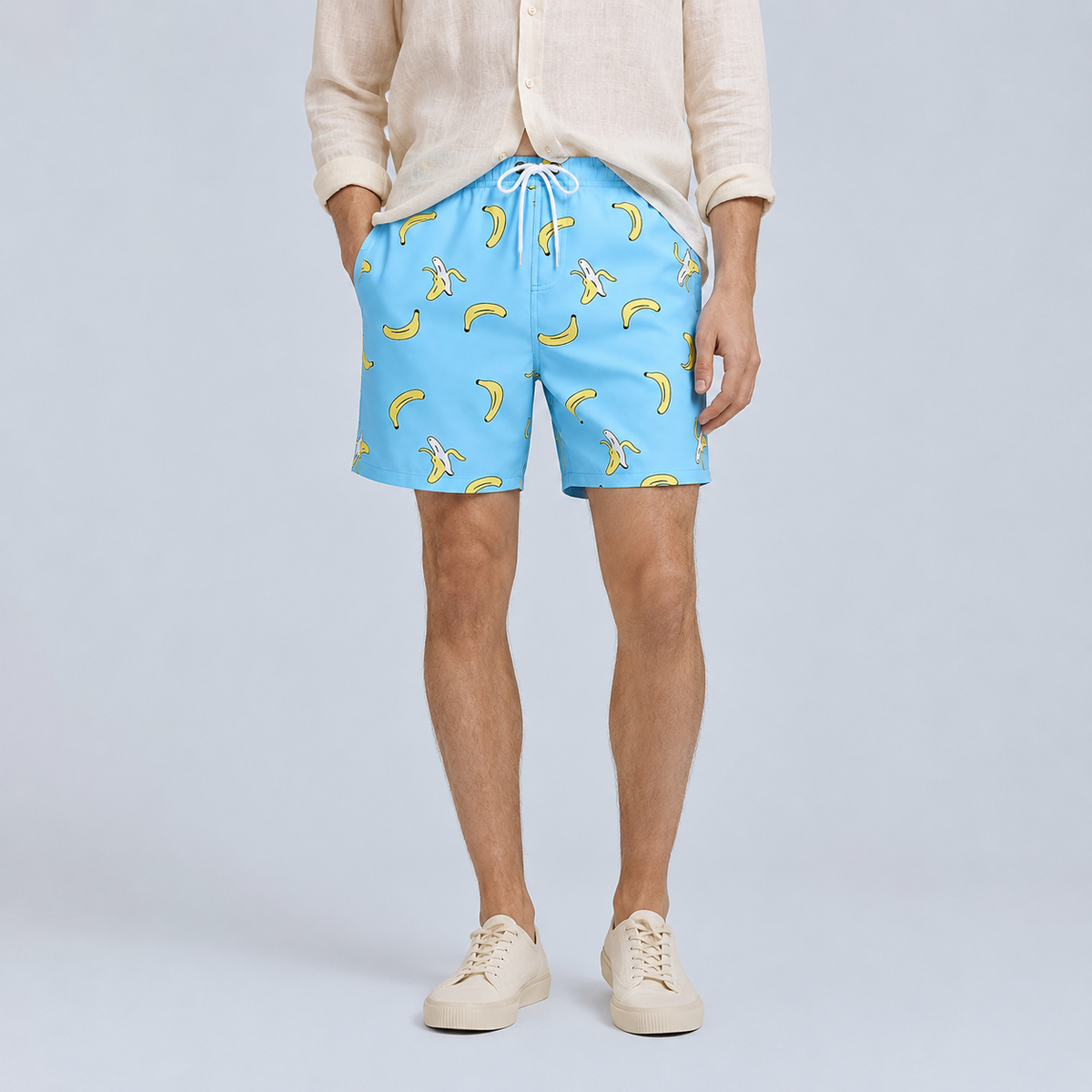 Men's Blue Banana Quick-Dry Swim Shorts Black Canvas