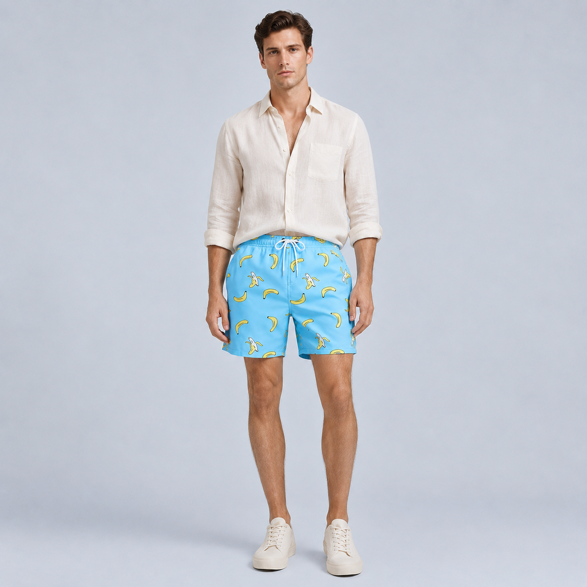 Men's Blue Banana Quick-Dry Swim Shorts Black Canvas