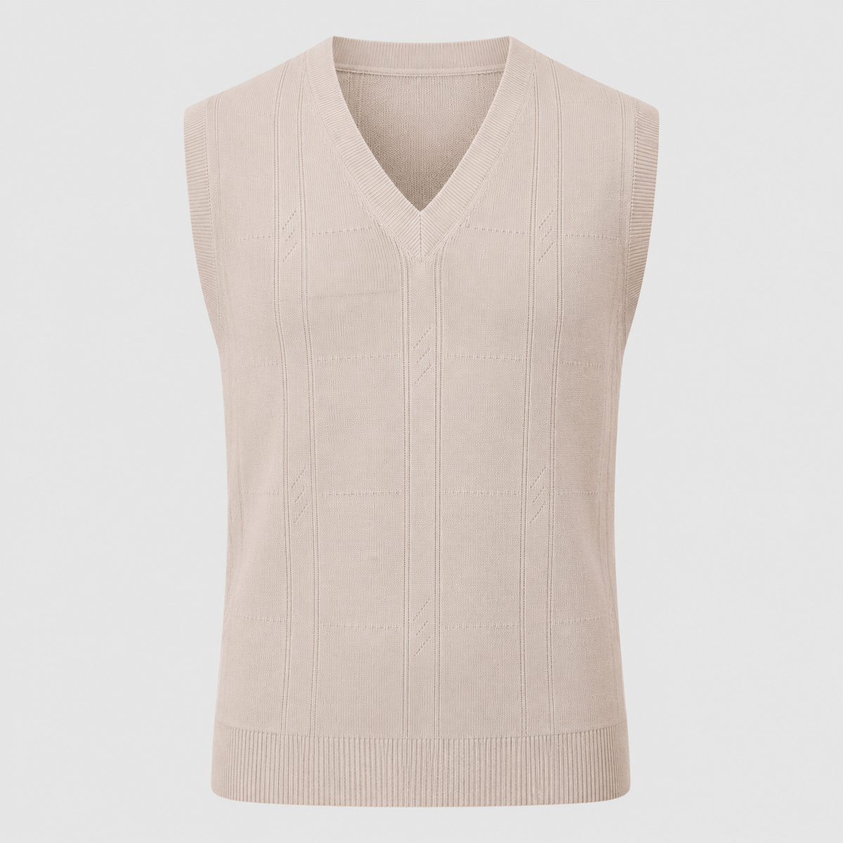 Men's Cable Knit V-Neck Sleeveless Jumper Vest Black Canvas